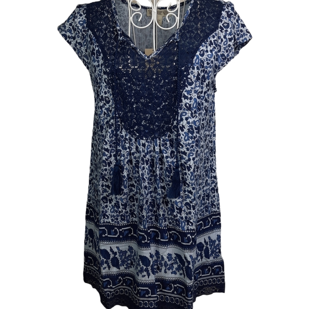 Vintage American Blues Floral Paisley Boho Top NWT SZ S